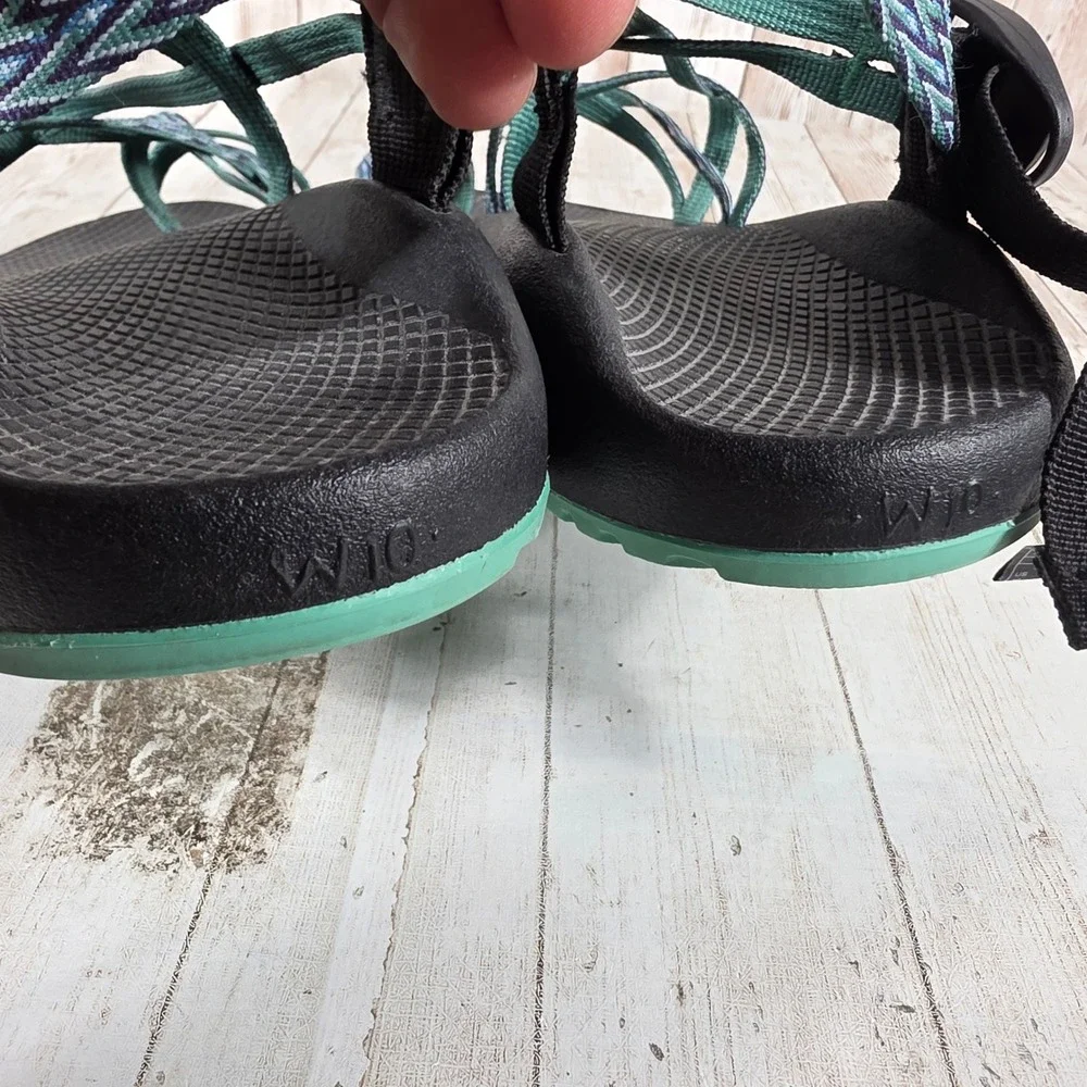 Chaco Z Cloud X2 Womens 10 Sport Sandals Teal Blue Multi Strap Toe Loop Hiking‎